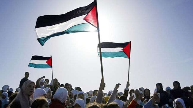 Bendera Palestina. (David Silverman/Getty Images) Memang Tidak Ada Palestina di Google Maps